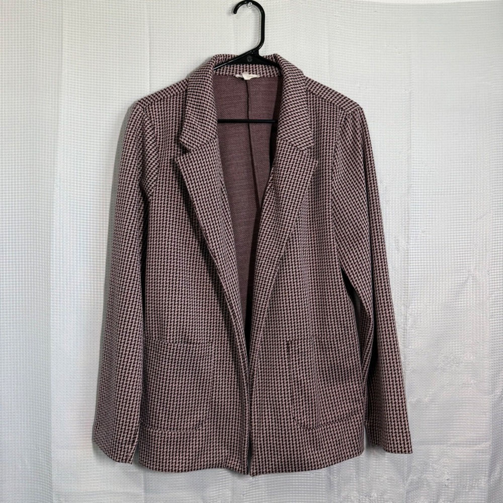Maurices Blazer Knit Houndstooth Open Front Cardigan Jacket Office Preppy L